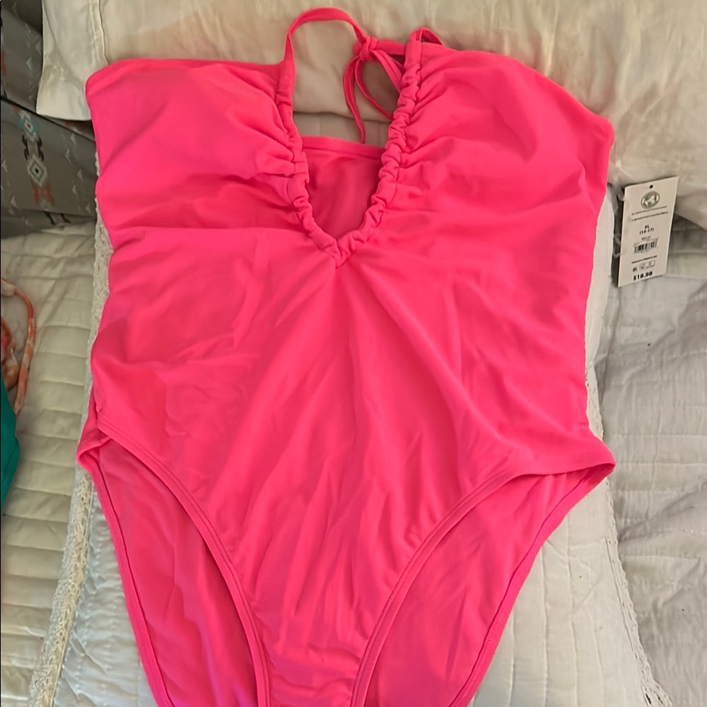 No Boundaries Neon Pink One-Piece Swimsuit